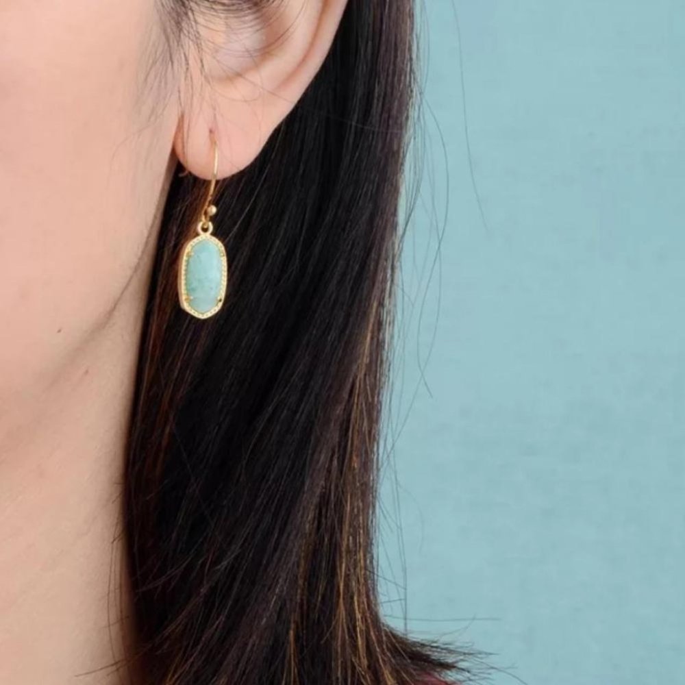 Amazonite Dangling Drop Copper Earrings